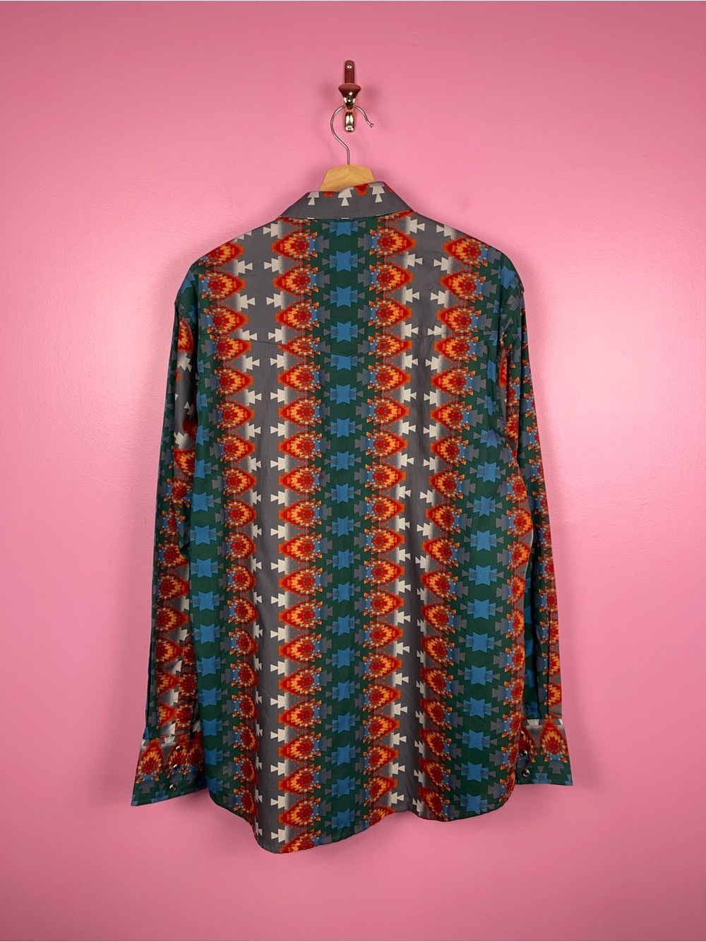 Wrangler Checotah Southwestern Print Western Snap Shirt Men's Large - Picture 11 of 15